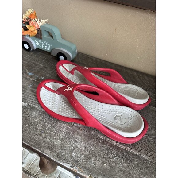 Crocs Alabama Crimson Tide Red Flip Flop Thong Sandals Mens Size 11 - Picture 2 of 4